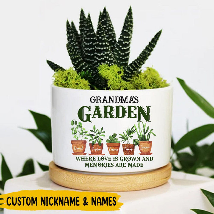 Personalized Ceramic Plant Pot, Aunties Moms Grandma's Garden, Mother's Day Gift, Where Love is Grown