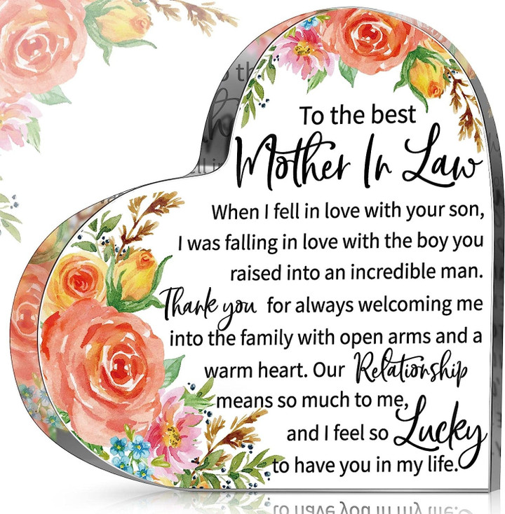 To My Best Mother In Law - Heart Acrylic Plaque, Mother's Day Gift Ideas, Meaningful Ideal Gifts For Mother in Law