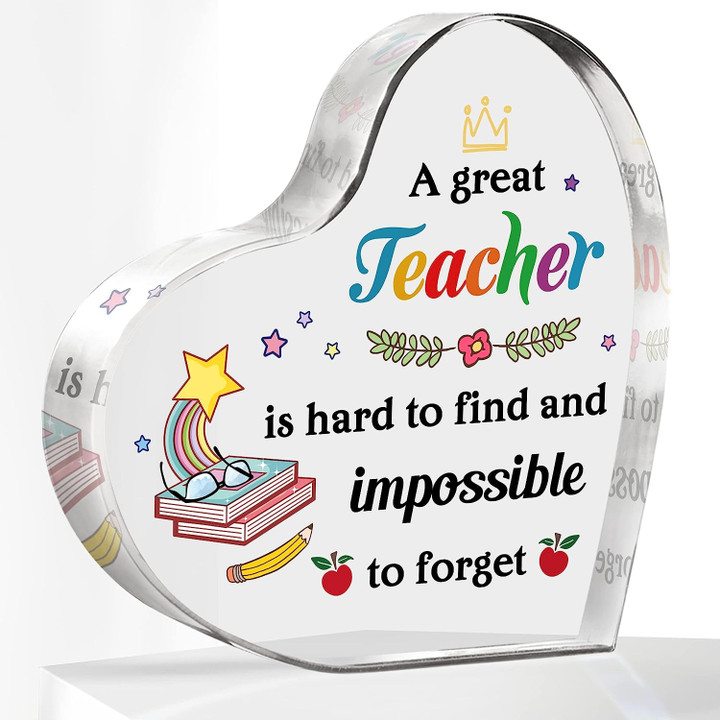 Great Teacher - Heart Acrylic Plaque, Gift For Teacher, Gift For Appreciation Week, Gift For Back to School