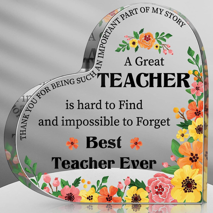 Heart-shaped Acrylic Plaque - Gift for Female Teachers, Appreciation Gift for the Best Teacher, or Retirement Gift
