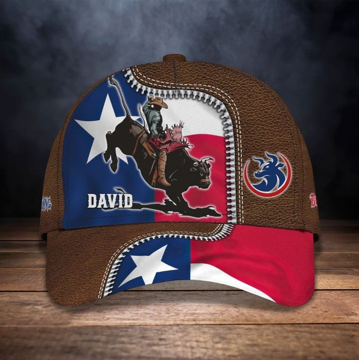 Customized Texas Bull Riding Hat for Men, Flag Texas Man Bull Rider Lovers 3D Classic Cap for Him