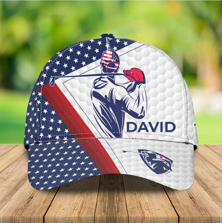 Personalized 4th of July Golf Cap for Men, Dad, Custom Golf Player Name Hat for Independence Day
