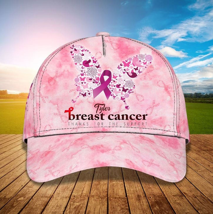 Butterfly Breast Cancer Awareness Pink Classic Cap for Women, Thank for The Support Hat