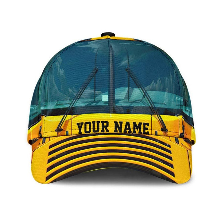 Personalized School Bus Drivers Classic Cap for Men, School Bus Background Hat for His Birthday
