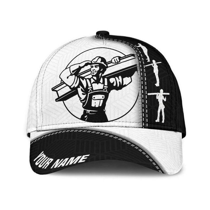 Personalized Black and White Ironworker Classic Cap for Men, Ironworker Hats for Husband, Dad