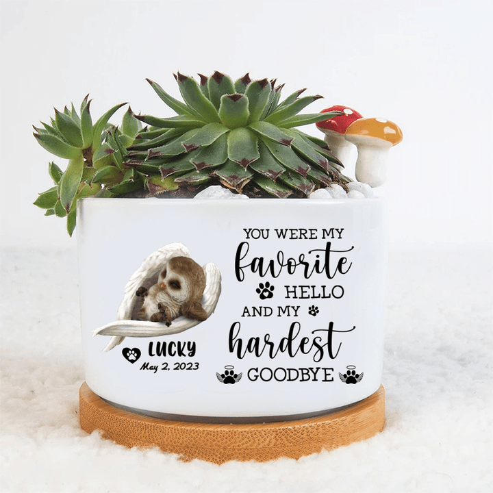 Personalized Owl Sleeping In The Wings Angel Plant Pot, Memorial Animal Gift, Gift For Animal Lovers