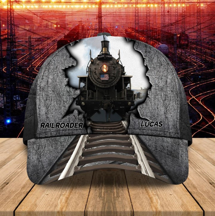 Personalized Railroader Classic Cap for Men, Husband, Railroader Dad Hats