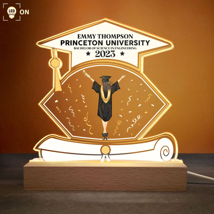 Graduation Ceremony - Personalized 3D LED Light Wooden Base - Graduation Gift For Friends, For Daughter and Son