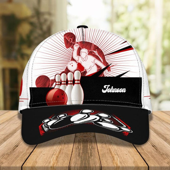 Funny Red Bowling Classic Cap for Men, Bowling Hats Headwear Uniform for Bowling Lovers