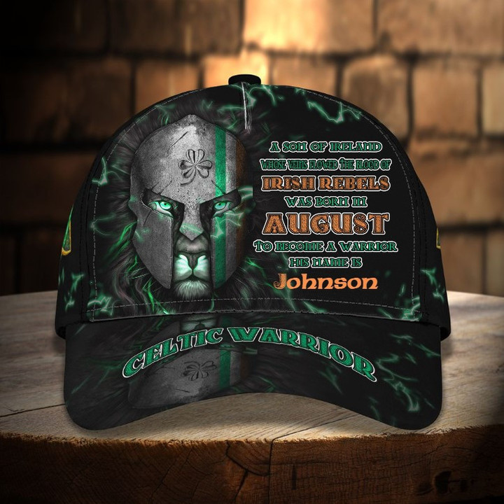 Personalized August Celtic Warrior Classic Cap for Men, Celtic Pride Hats for Husband