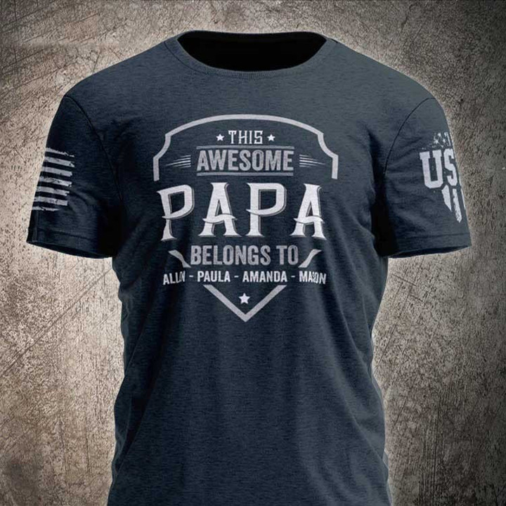 Personalized Grandpa Shirt Custom On Sleeve , This Awesome Grandpa Belongs To T Shirt