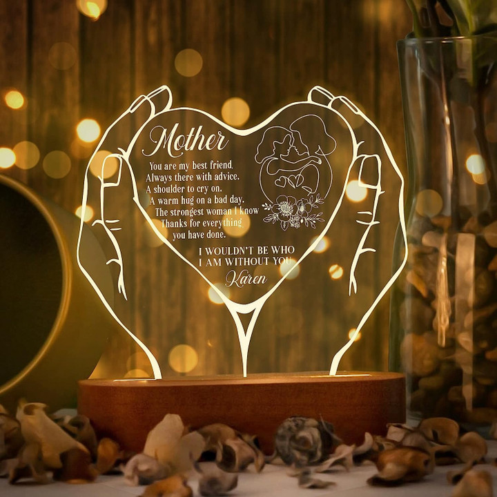 Personalized Mom Acrylic Night Light, Custom Name Night Lamps Gifts for Mom, Wife, Women, Mother's Day