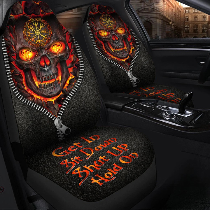 Personalized Name With Color Options Skull Car Seat Covers, Custom Name for Friends, Skull Lovers