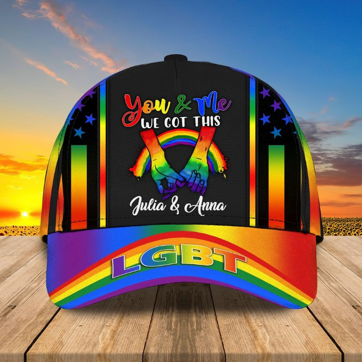 Personalized LGBT Couple Classic Cap, You and Me We got this LGBT Community Pride Month Hats Outfit