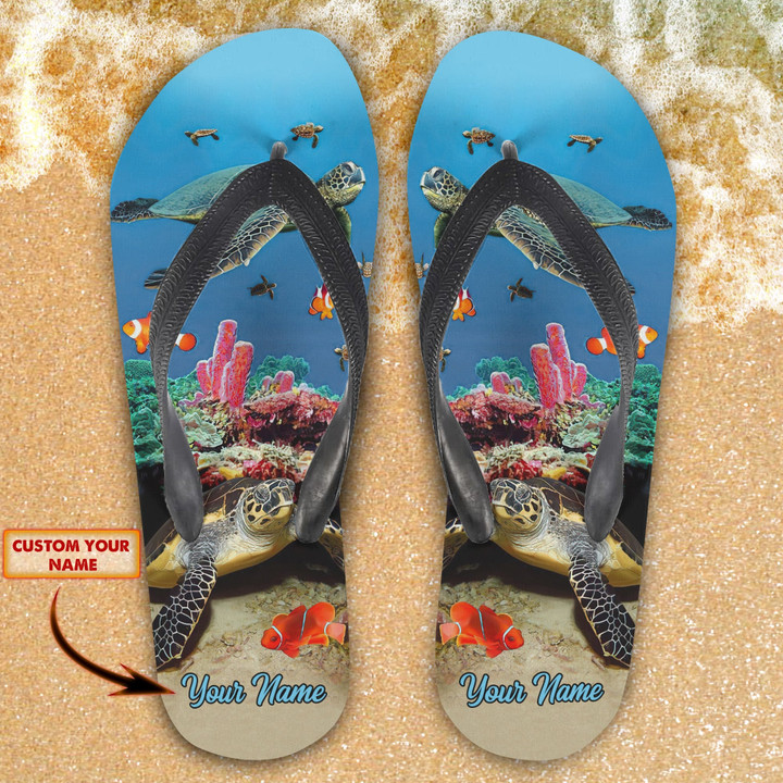 Personalized Ocean Flip Flops, Summer Sandals For People Who Like The Sea, Like The Ocean