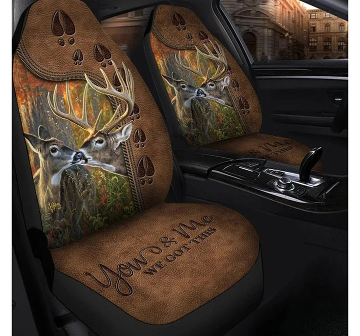 Personalized Deer Car Seat Cover Set 2, Cute Deer on Cover, Car Accessories, Car Decor for Deer Lovers