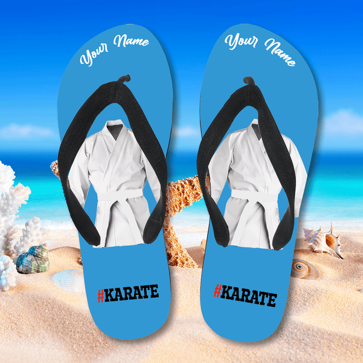 Personalized Flip Flops for Karate Athlete - Summer Sandals For Sport Lovers
