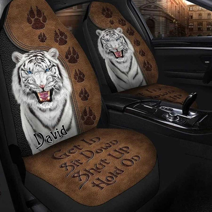 Personalized White Tiger Car Seat Cover for Car Accessories, Tiger Car Decor for Men, Women