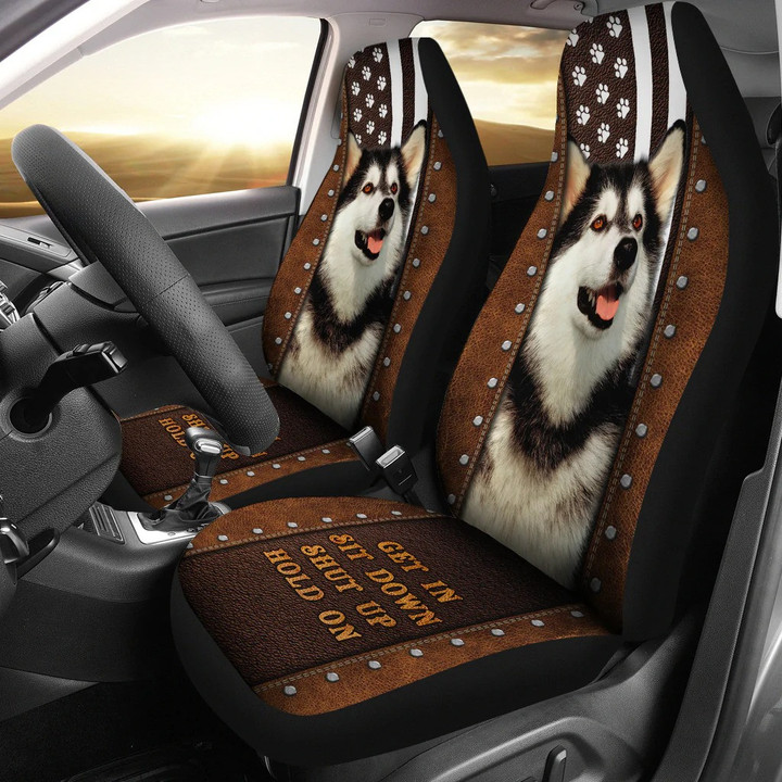 Siberian Husky Car Seat Covers 2 Set, Personalized Cute Dog Car Seat Cover, Car Decor, Car Accessories