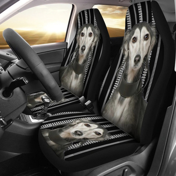 Personalized Saluki Dog Car Seat Cover Set Of 2, Car Accessories for Dog Lovers