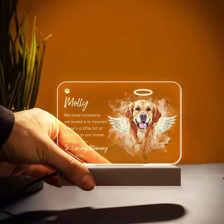 Personalized Pet Memorial Gift Night Light, Custom Pet's Photo, Gift For Dog Lovers