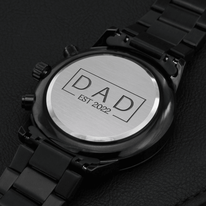 Dad Est Chronograph Watch, Engraved Watch, Custom Mens Watch, Personalized Watch, Jewelry Watch, for Dad