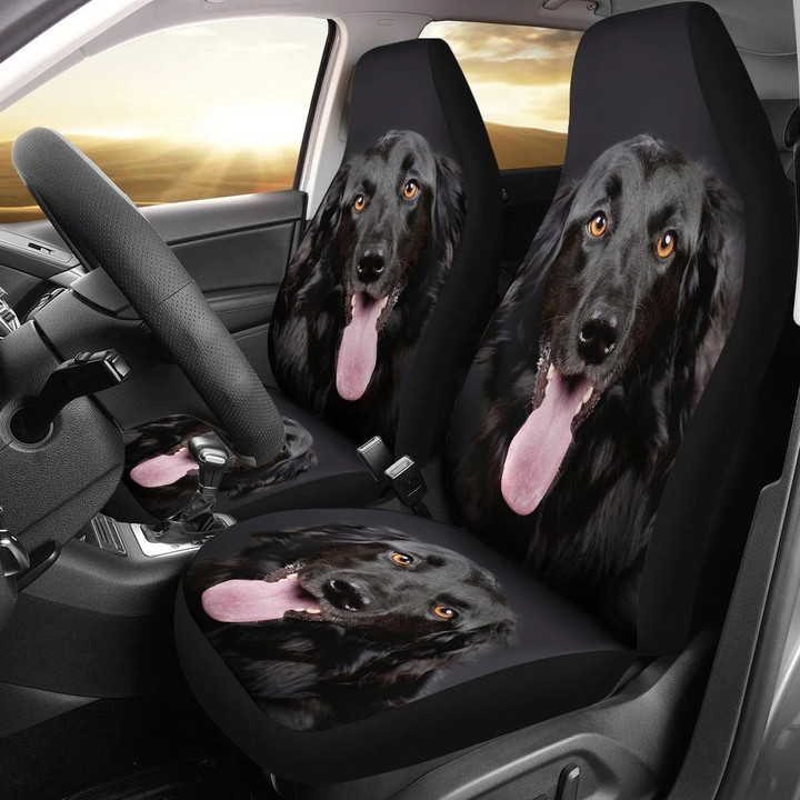 Personalized Black Hovawart Dog Car Seat Cover, Universal Fit Car Seat Covers Set 2 for Dog Lovers