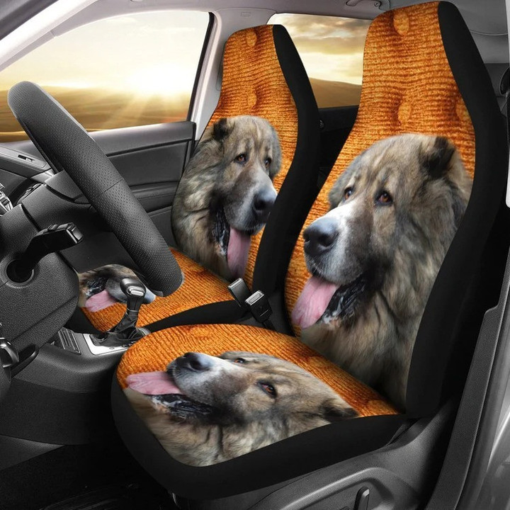 Personalized Caucasian Shepherd Dog Car Seat Cover, Universal Fit Car Seat Covers Set 2 for Dog Lovers
