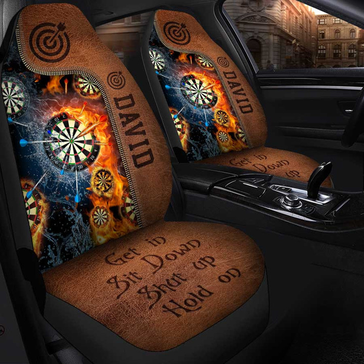 Personalized Dart Car Seat Covers Universal Fit Set 2, Custom Name Car Decor for Dart Lovers