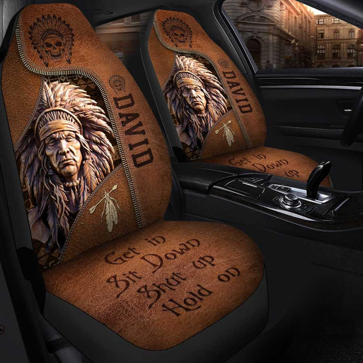 Personalized Native American Car Seat Covers Universal Fit Set 2, Custom Name Car Decor for American, Friends