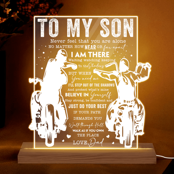 To My Son Biker Motorcycle Riding - Personalized Night Light For Son, Gift For Birthday, Bedroom Decoration