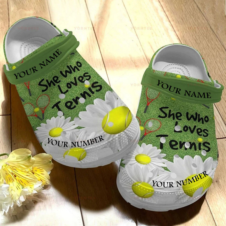 Tennis Crocs, Personalized Crocs Clog Shoes, Custom Name and Number Crocs for Tennis Players