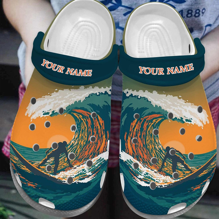 Surfing Crocs, Personalized Clog Shoes, Custom Name Crocs for Men, Women, Sufers