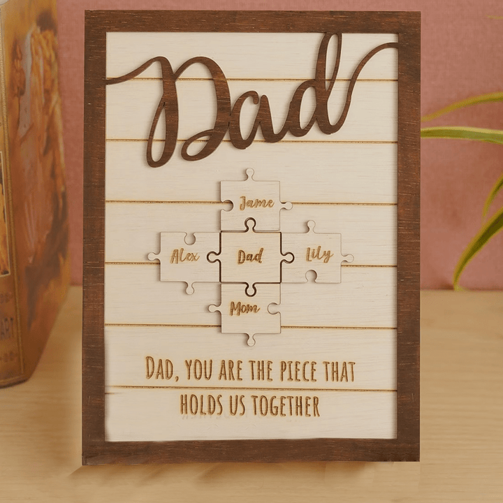 Custom Dad Sign, Puzzle Piece, Wooden Decor, Personalized Custom, Father's Day, Farmhouse Decor