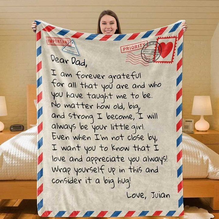 Customized Dear Dad From Daughter, Personalized Giant Love Letter Blanket, Gift from Daughter, Best Gift for Father's Day