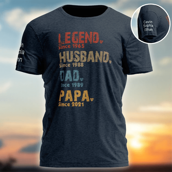Gifts Father's Day, Custom Papa Legend, Birthday Gift T Shirt, Papa Est Shirt, Legend Husband Dad Papa Est Shirt
