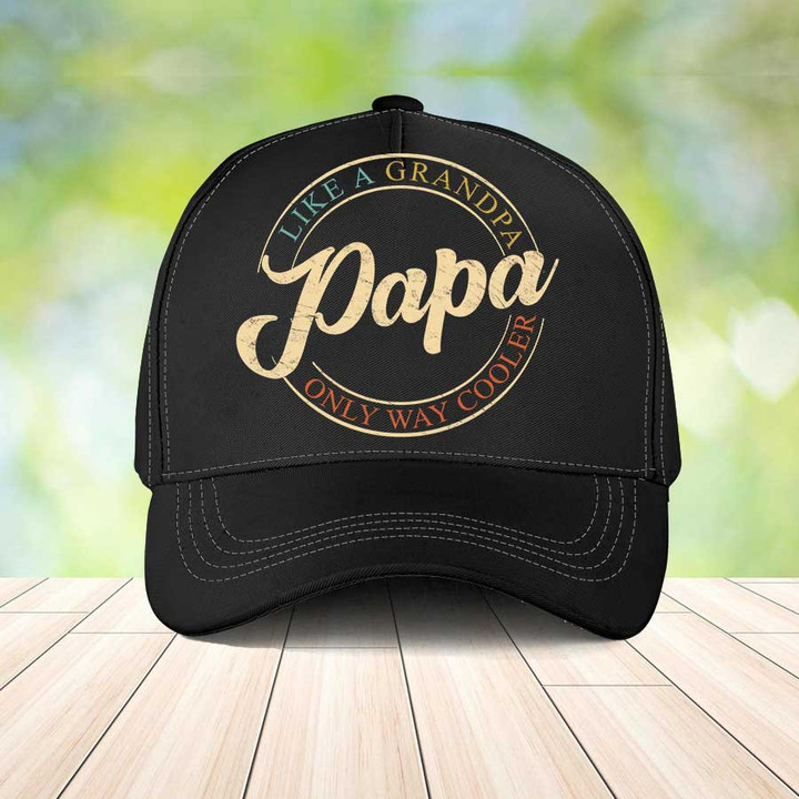 Funny Papa Like a Grandpa Only Way Cooler Retro Cap for Grandpa , Father's Day Hats