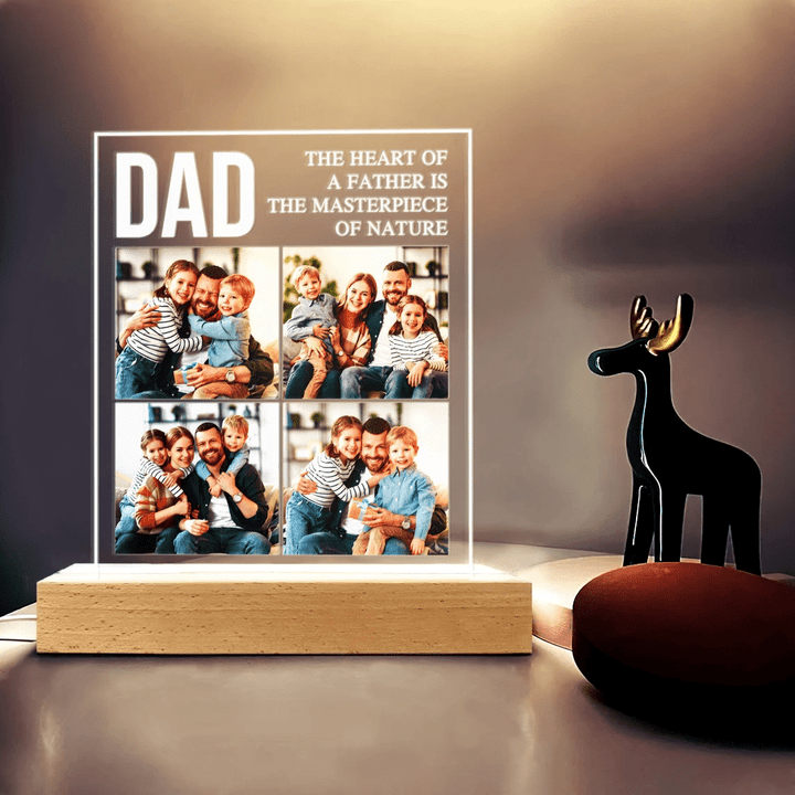 Custom Dad Night Light with Picture Frame, Father's Day Gift, Dad Birthday Gifts From Daughter Son