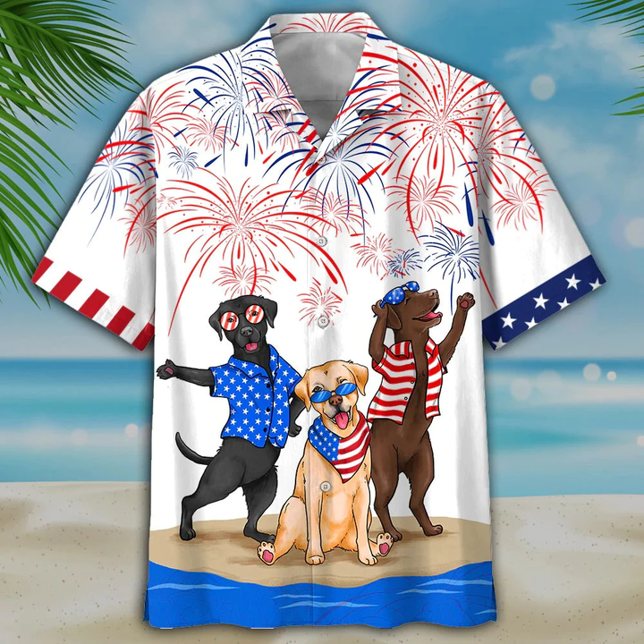 Labrador Hawaiian Shirts, Independence Day Is Coming Aloha Beach Shirt, Independence Day Gift To Dog Lovers