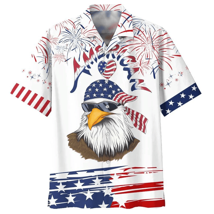 Cool Eagle American Hawaiian Shirt For Dad, Husband Independence'S Day Hawaii Gifts, Best Gift 4Th Of July For Him