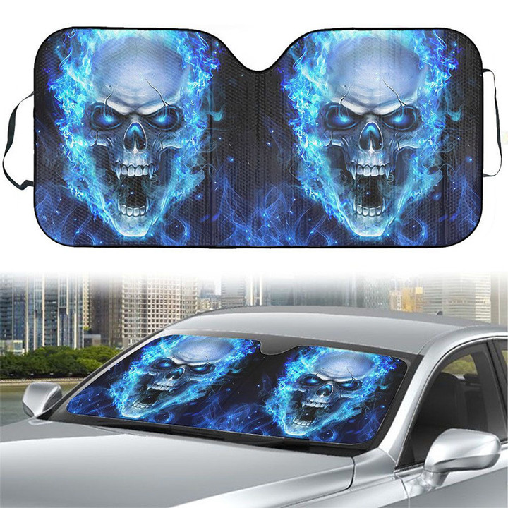 Personalized Skull Car SunShade Windshield, Car Protector, Car Accessories for Men, Women, Drivers, Skull Lovers