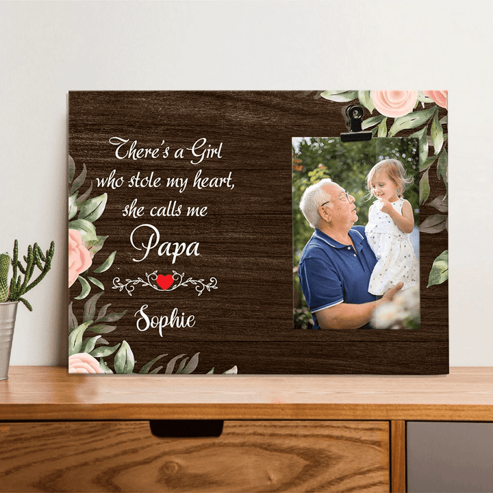 Who Stole My Heart - Personalized Photo Clip Frame, Gift for Grandpa, Father's Day Gift for Grandpa, Grandpa Gift