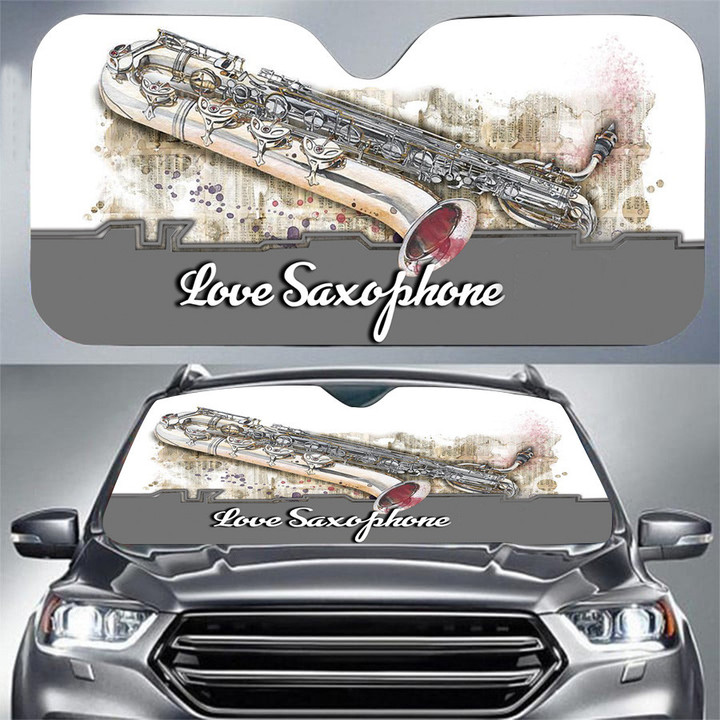 Personalized Saxophone Car Sunshade, Car Windshield, Car Front Protector for Saxophone Players, Music Lovers