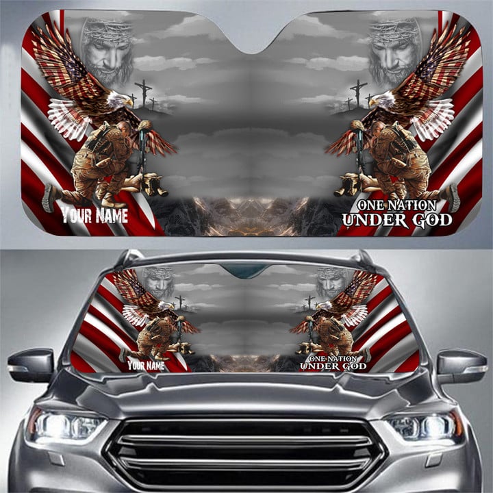Personalized Veteran Car SunShade, 3D Printed Car Windshield, Custom Name Car Front Protector for Men, Women, Veterans