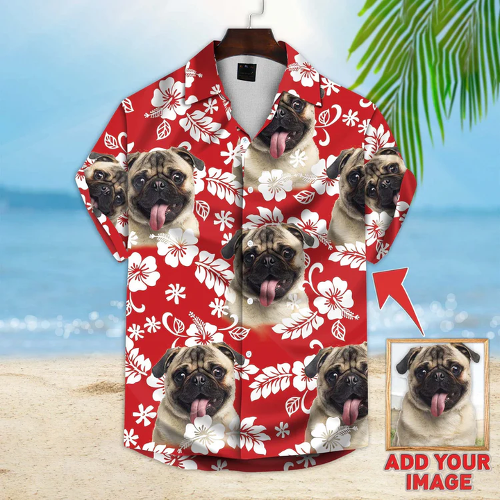 Custom photo Dog Multicolor floral Aloha Shirt, Summer gift, Short Sleeve Aloha Beach Shirt, Dog Hawaiian shirt For Men, Women