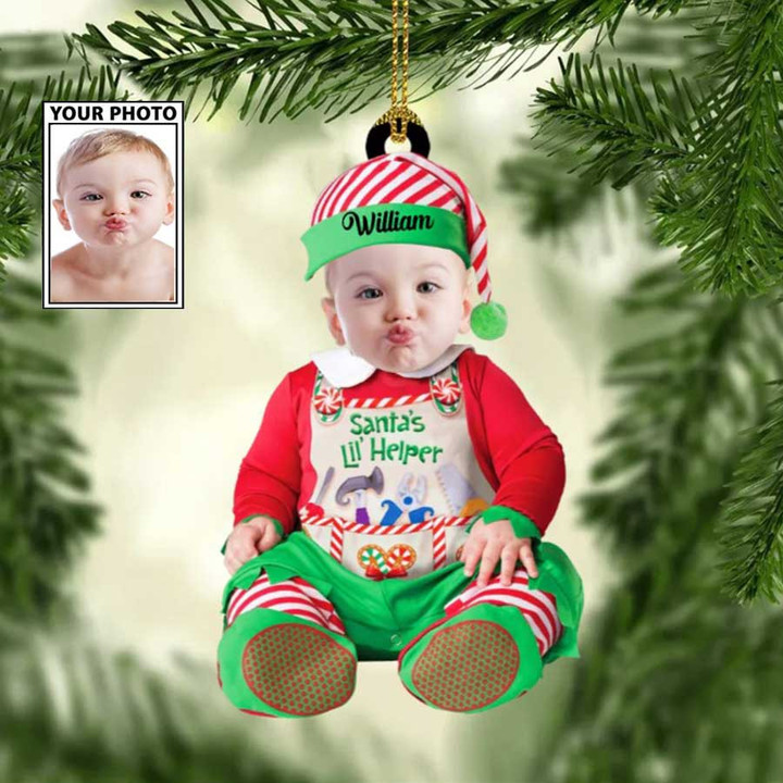 Baby Christmas Clothes Acrylic Ornament for Christmas Decor, Custom Baby Photo Christmas Ornament for Son, Daughter