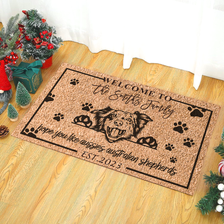 Hope You Like Aussies Australian Shepherds Welcome Mat, Personalized Family Doormat Gift For Dog Lovers