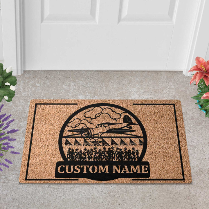 Custom Spray Airplane Doormat Personalized Pilot Name Door Mat Decoration For Outdoor Flight Attendant Decor Home