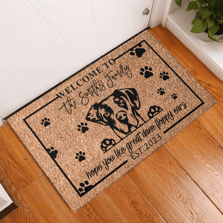 Hope You Like Great Dane Floppy Ears Mat, Personalized Family Doormat Gift For Dog Lovers