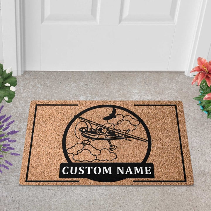 Custom Airplane Doormat, Personalized Pilot Name Door Mat Decoration For Outdoor, Airplane Home Decor Gift For Pilot